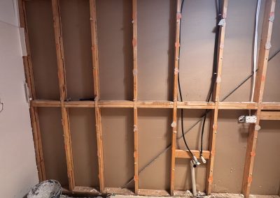 Bathroom stripped back to the timber wall frame during renovation